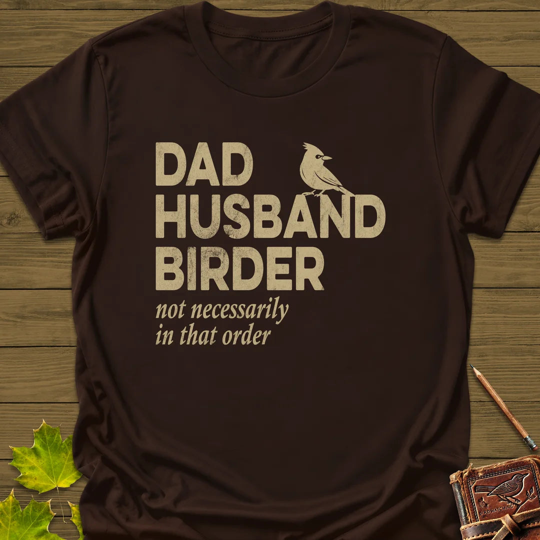 Dad, Husband, Birder T-Shirt in Dark Chocolate