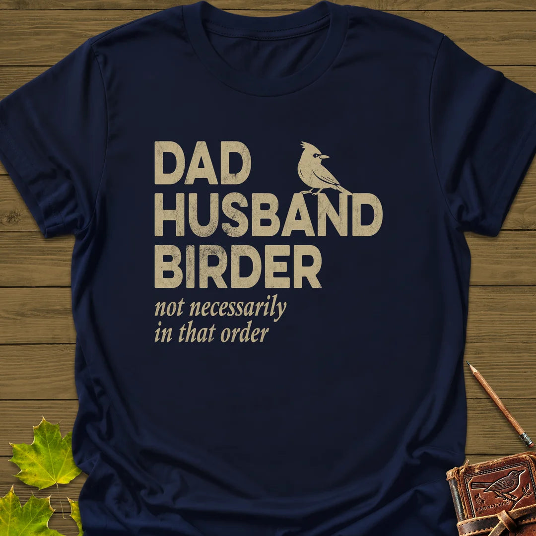 Dad, Husband, Birder T-Shirt in Navy