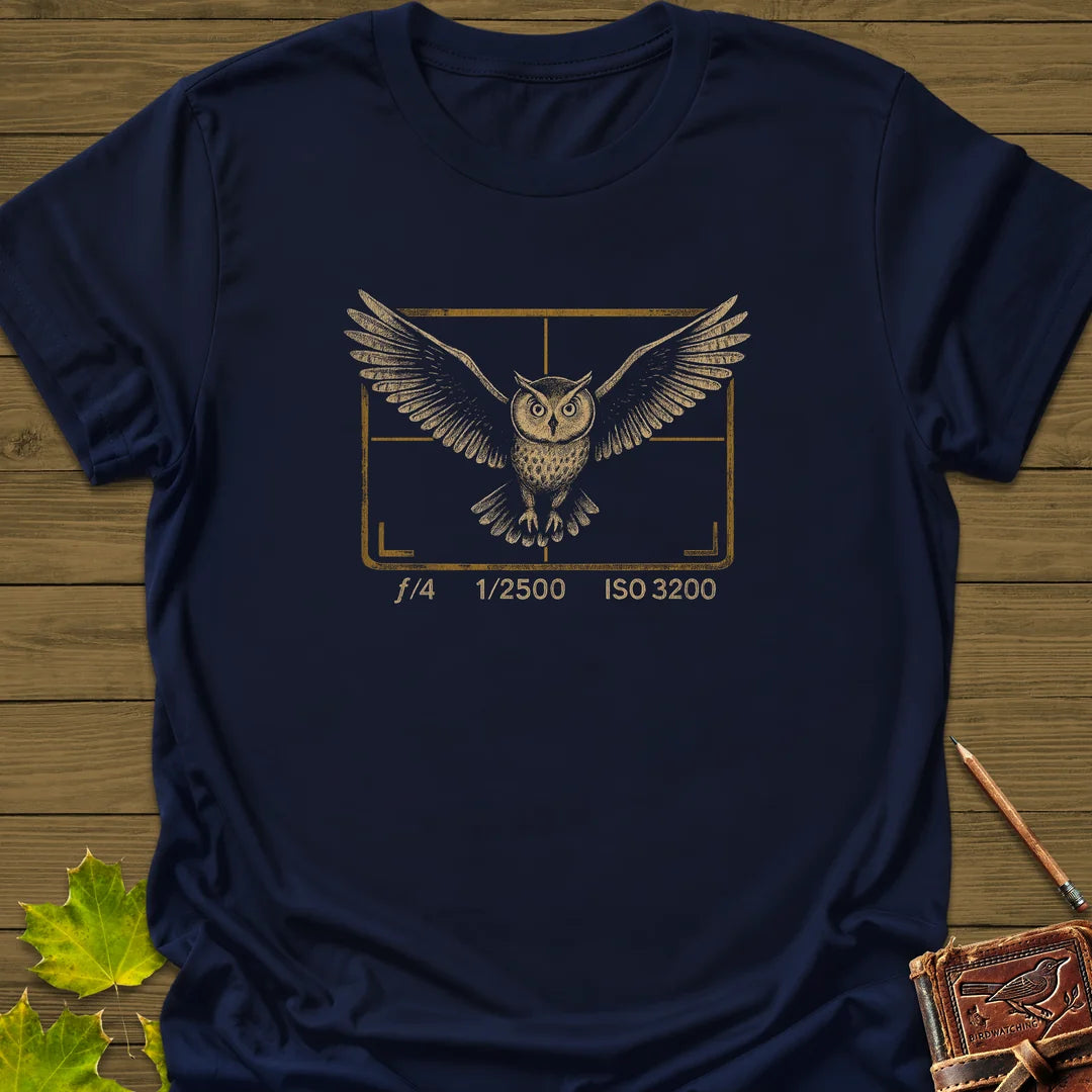Owl and Camera Frame T-Shirt in Navy