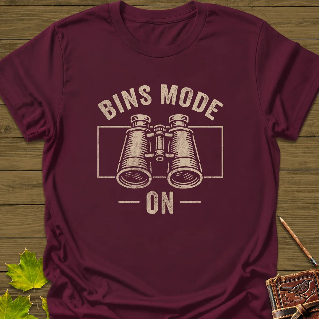 Bins Mode On T-Shirt in Maroon