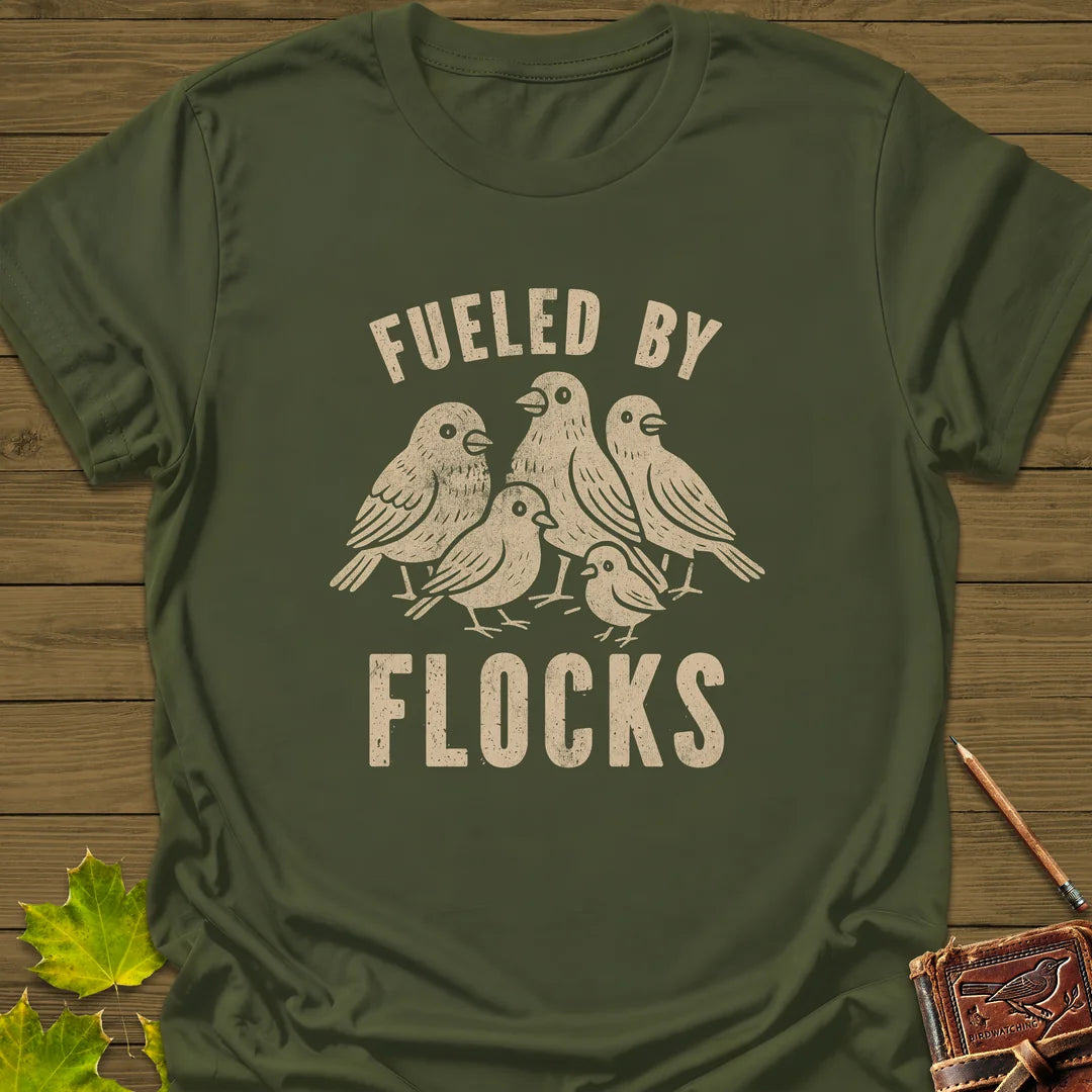 Fueled By Flocks T-Shirt in Military Green