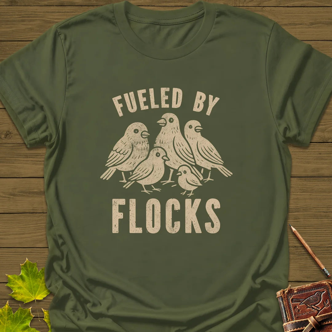 Fueled By Flocks T-Shirt in Military Green