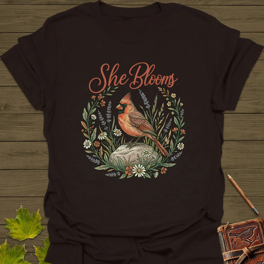 She Blooms T-Shirt Dark Chocolate