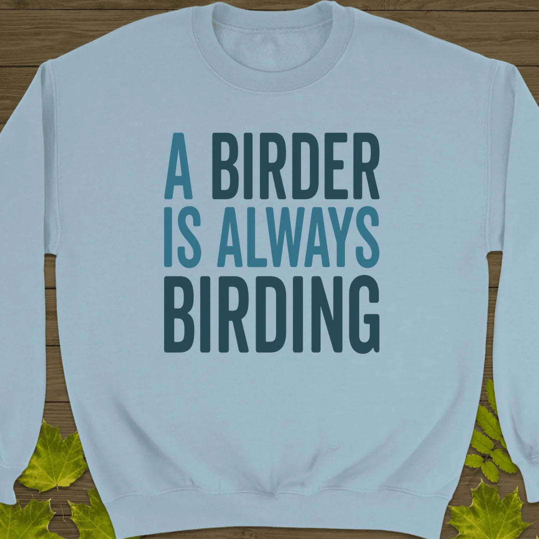 Birder Always Birding Sweatshirt in Light Blue