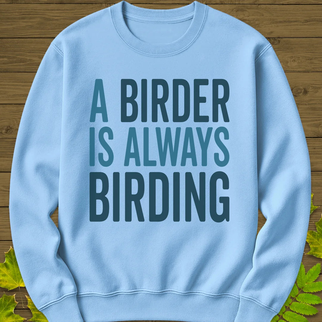 Birder Always Birding Sweatshirt in Light Blue