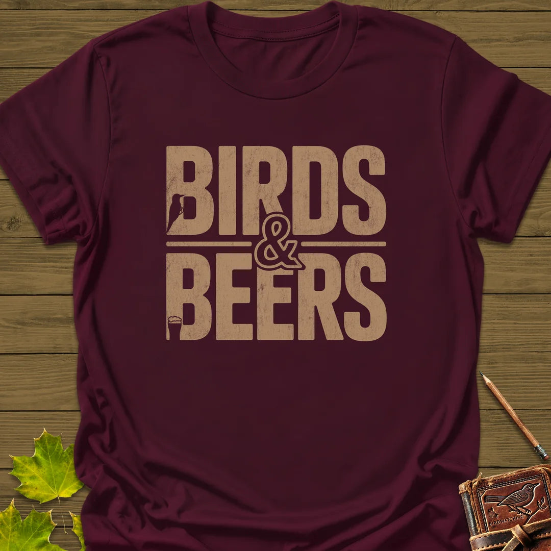 Birds & Beers T-Shirt in Maroon