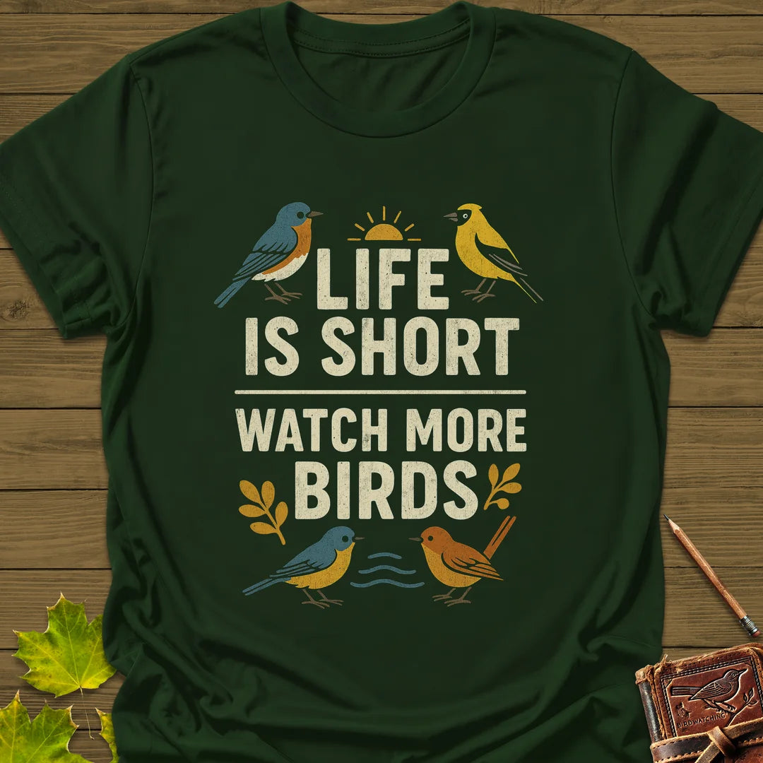 Watch More Birds T-Shirt in Forest Green