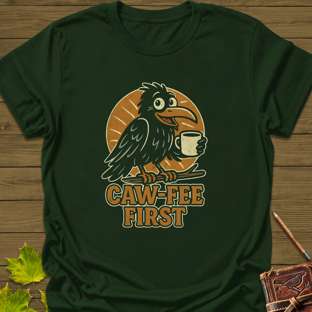 Caw-Fee First T-Shirt in Forest Green