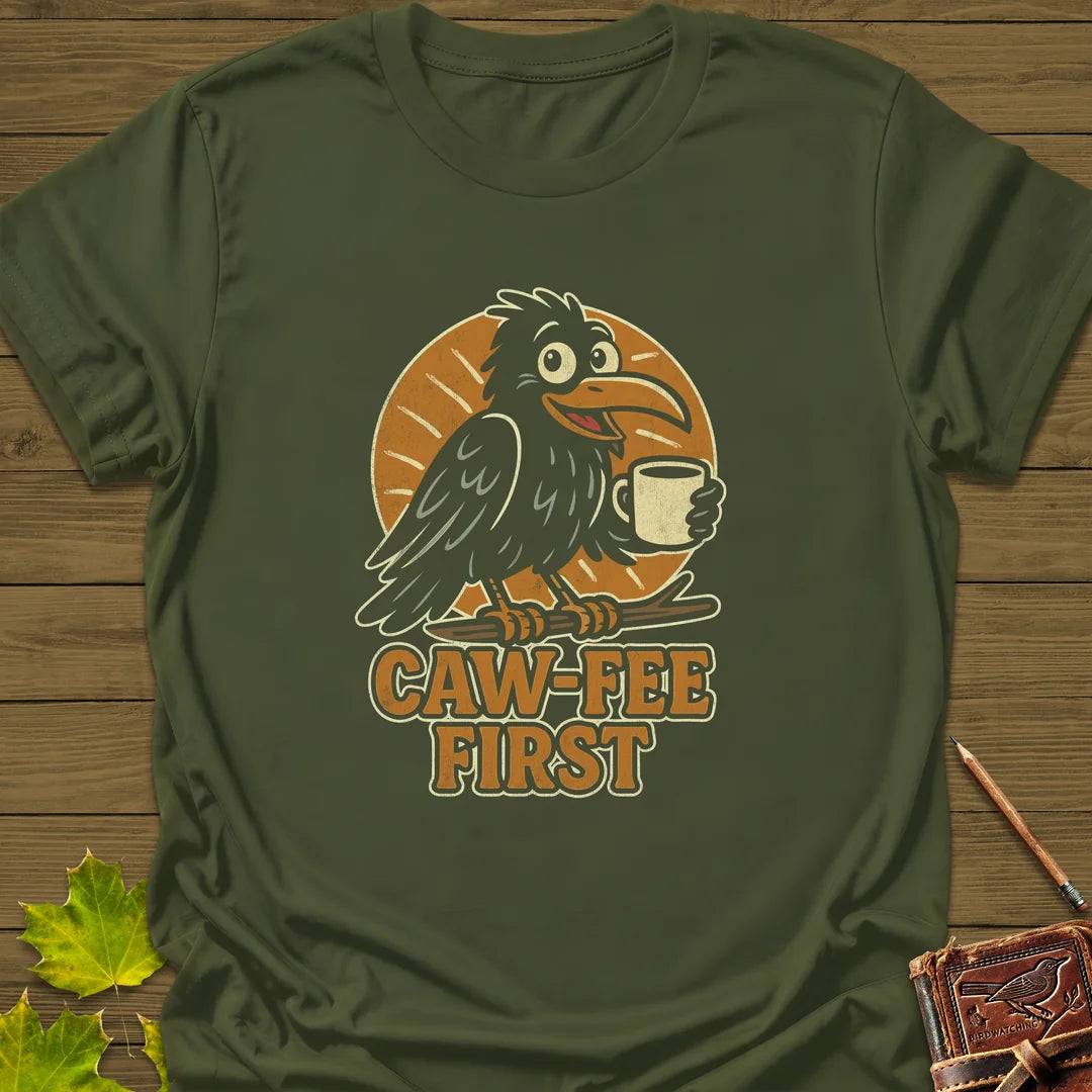 Caw-Fee First T-Shirt in Military Green