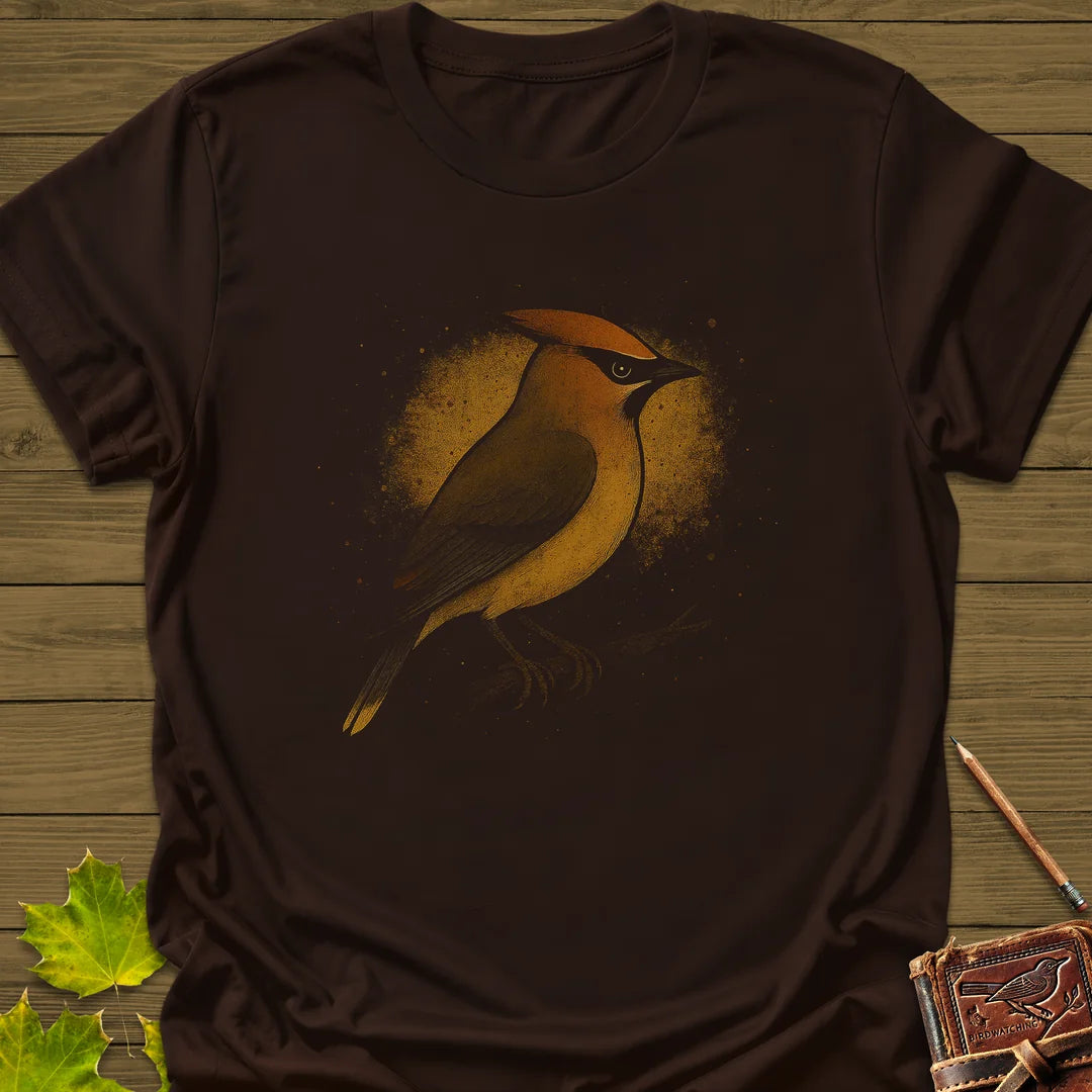 Cedar Waxwing Art T-Shirt in Dark Chocolate