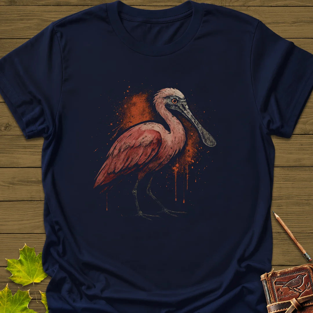 Roseate Spoonbill Art T-Shirt in Navy