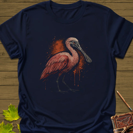 Roseate Spoonbill Art T-Shirt in Navy