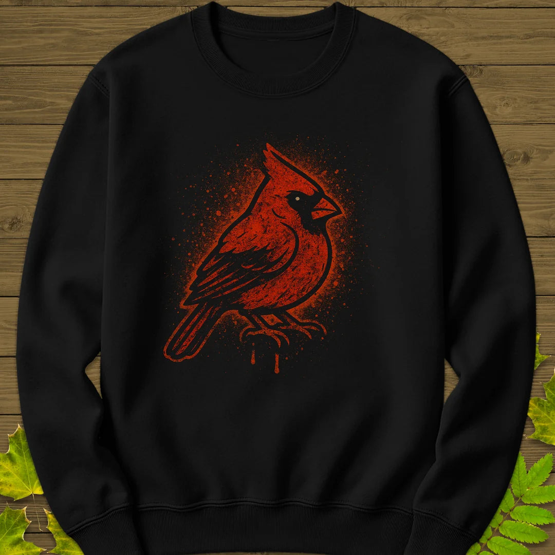 Northern Cardinal Art Sweatshirt in Black