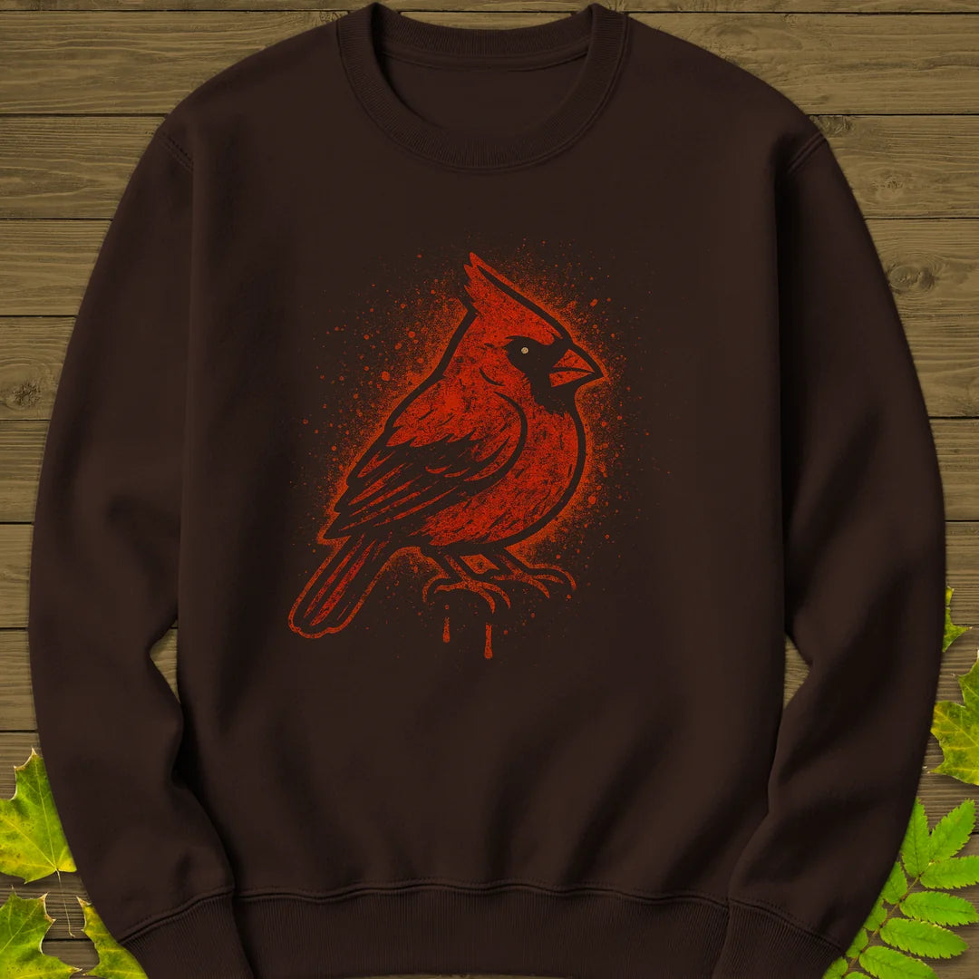 Northern Cardinal Art Sweatshirt in Dark Chocolate