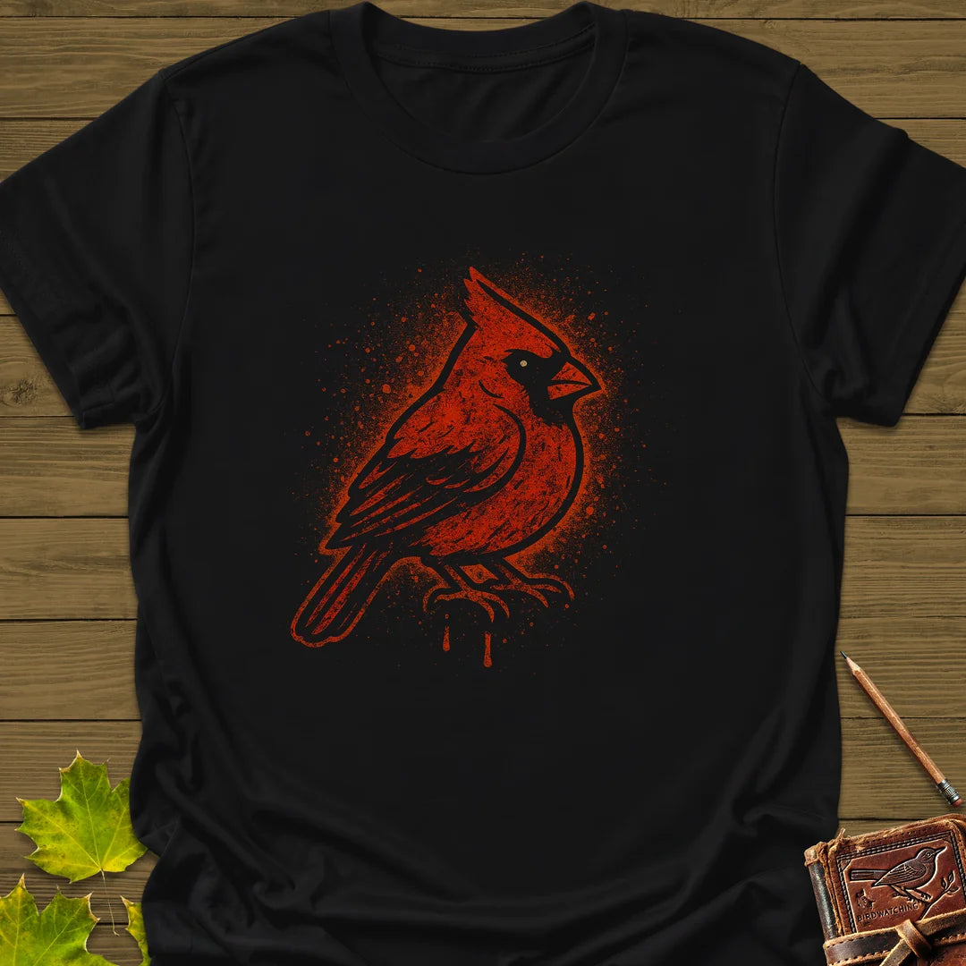 Northern Cardinal Art T-Shirt in Black