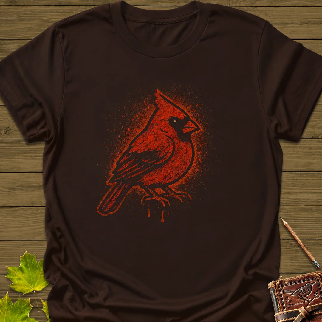 Northern Cardinal Art T-Shirt in Dark Chocolate