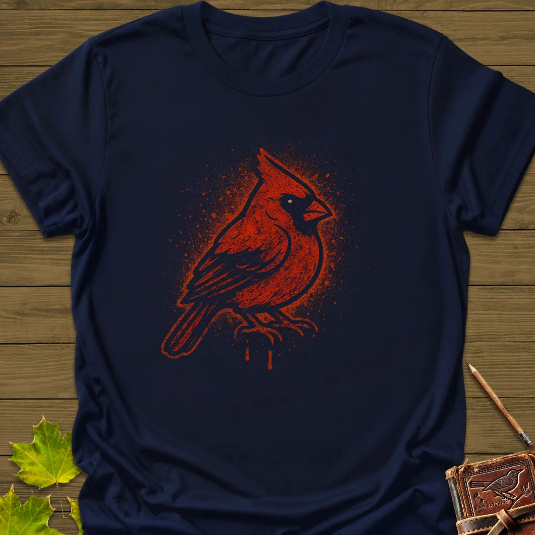 Northern Cardinal Art T-Shirt in Navy