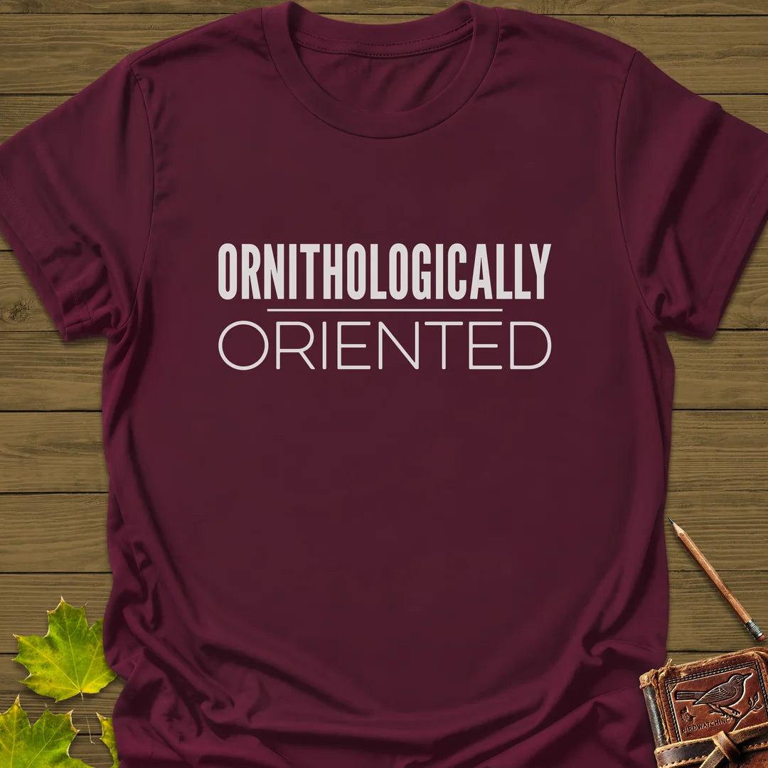 Ornithologically Oriented T-Shirt in Maroon