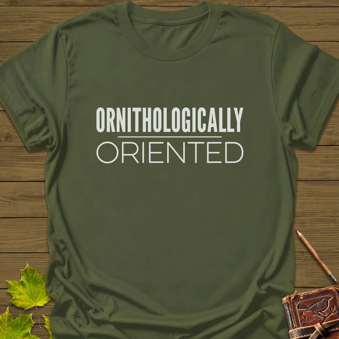 Ornithologically Oriented T-Shirt in Military Green