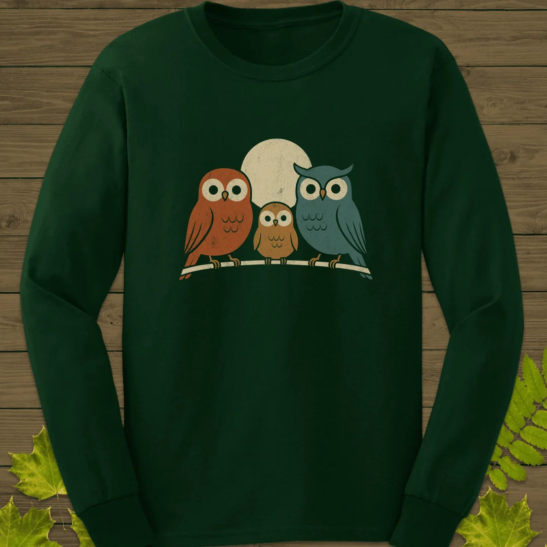Moonlight Owls Long Sleeve in Forest Green