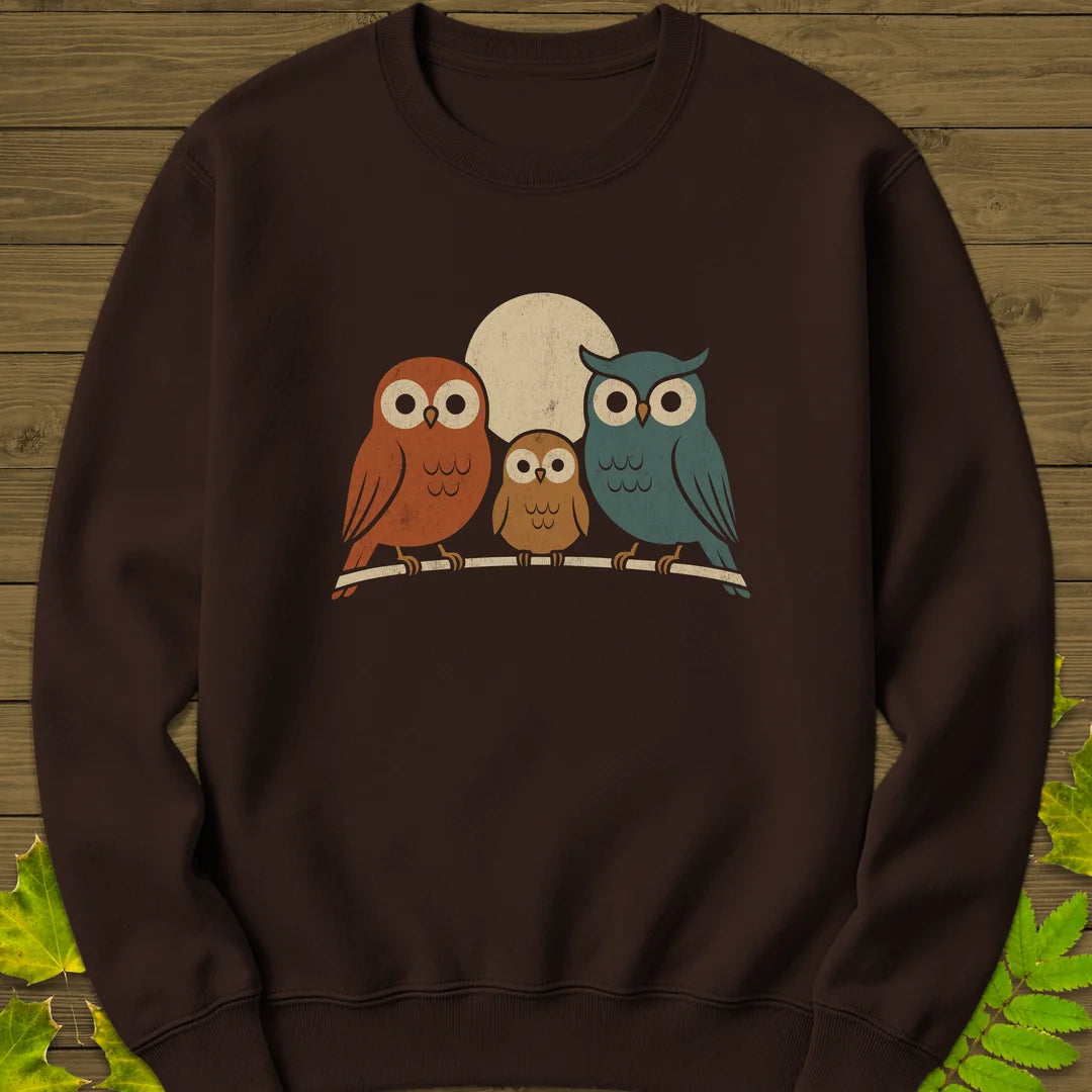 Moonlight Owls Sweatshirt in Dark Chocolate
