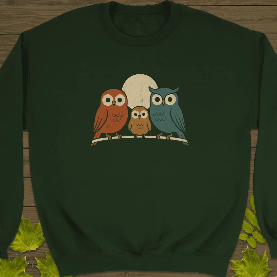 Moonlight Owls Sweatshirt in Forest Green