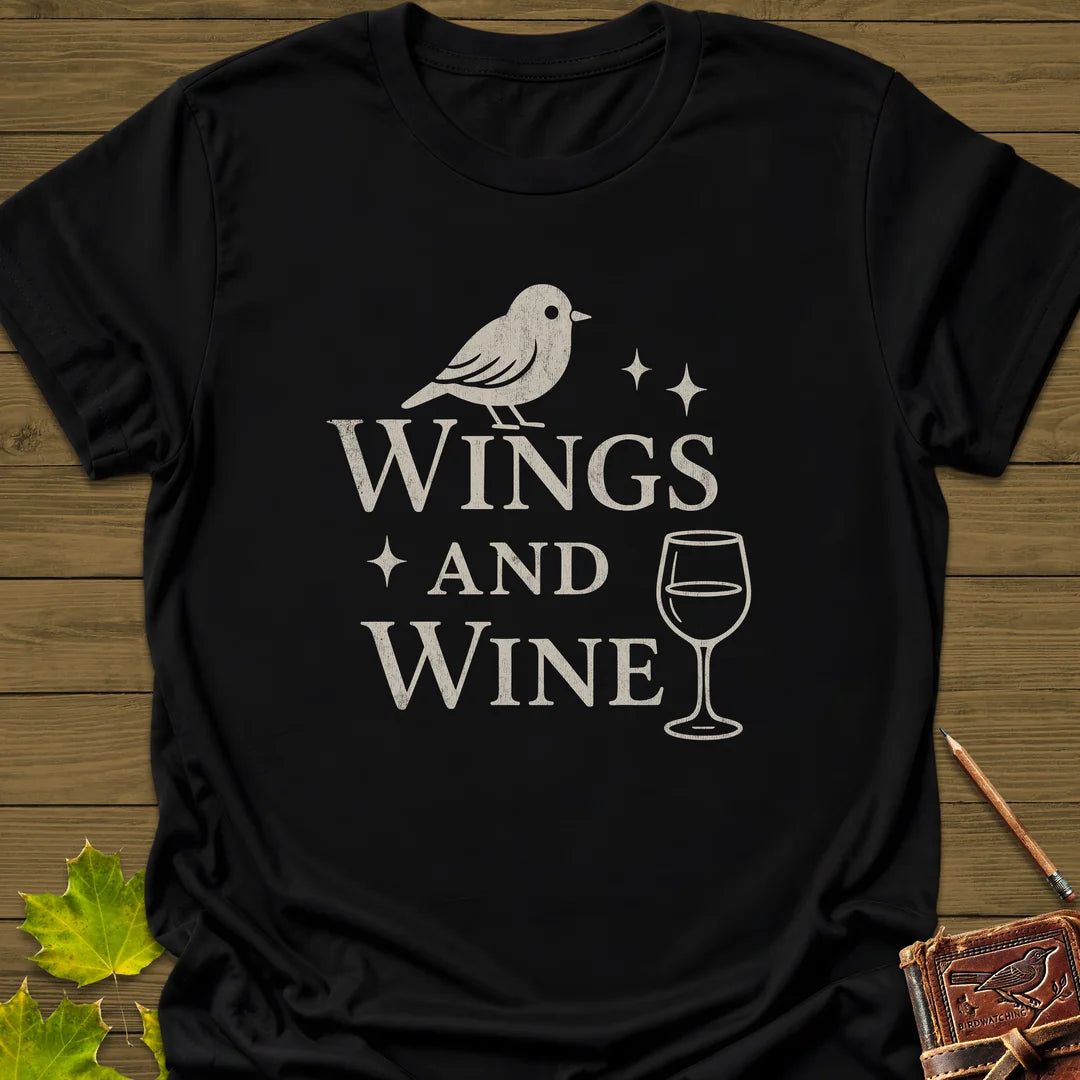 Wings and Wine T-Shirt in Black