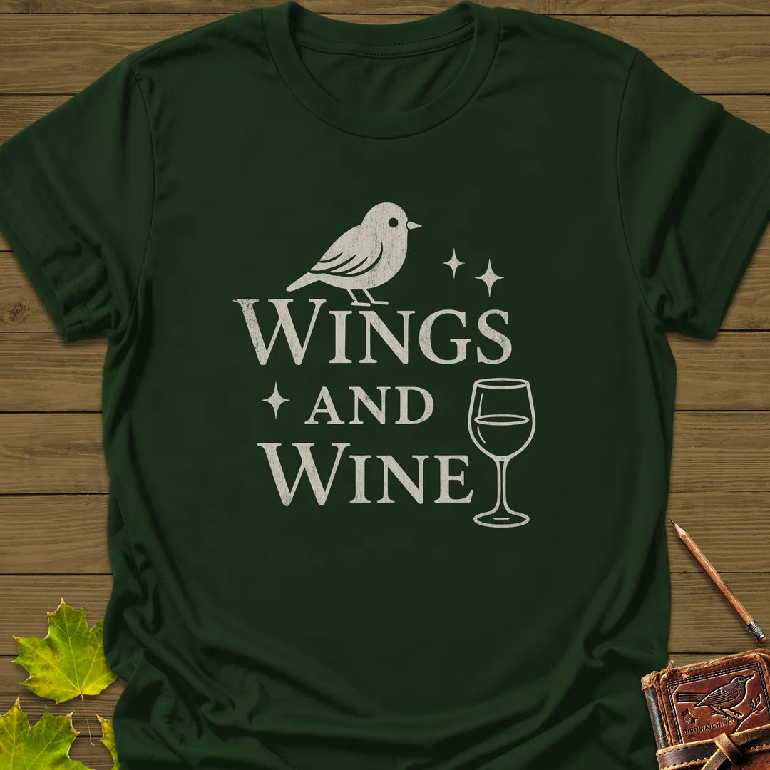 Wings and Wine T-Shirt in Forest Green