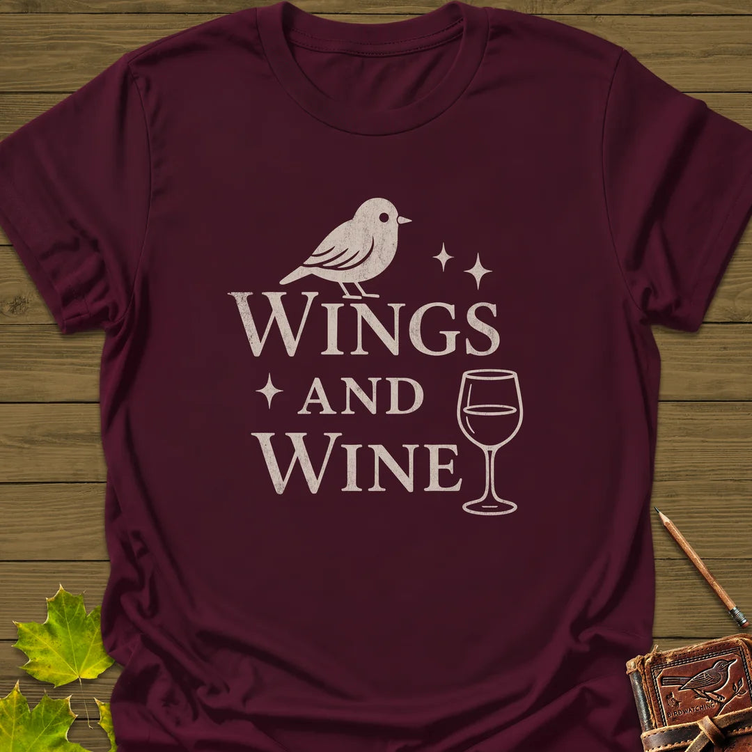 Wings and Wine T-Shirt in Maroon