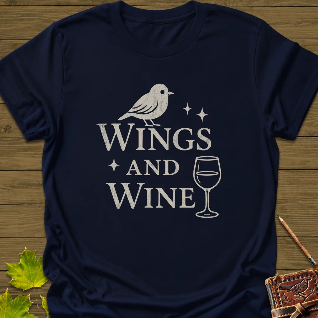 Wings and Wine T-Shirt in Navy