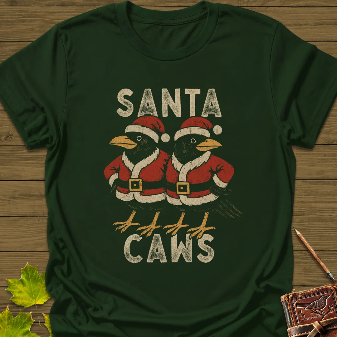 Santa Caws T-Shirt in Forest Green