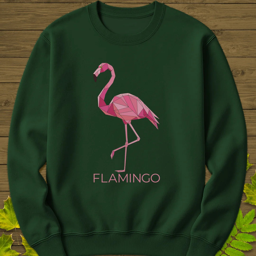 Flamingo Flair Sweatshirt in Forest Green