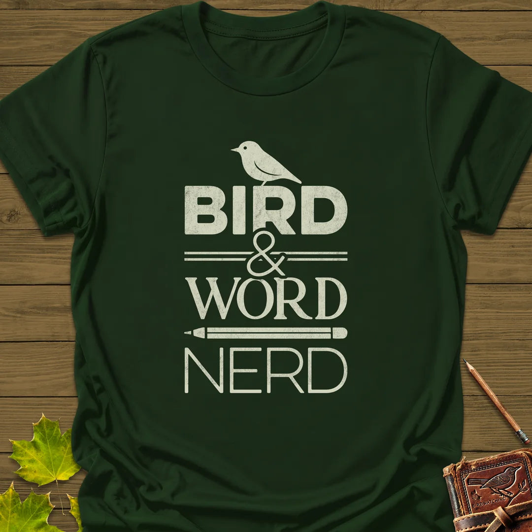 Bird Word Nerd T-Shirt in Forest Green
