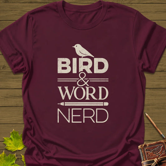 Bird Word Nerd T-Shirt in Maroon