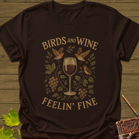 Birds and Wine T-Shirt in Dark Chocolate