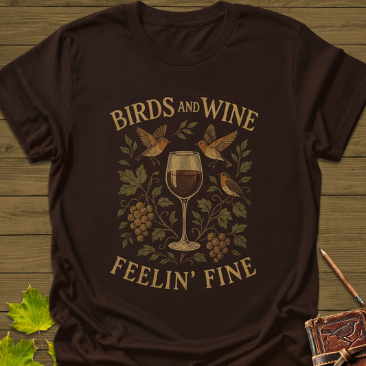 Birds and Wine T-Shirt in Dark Chocolate