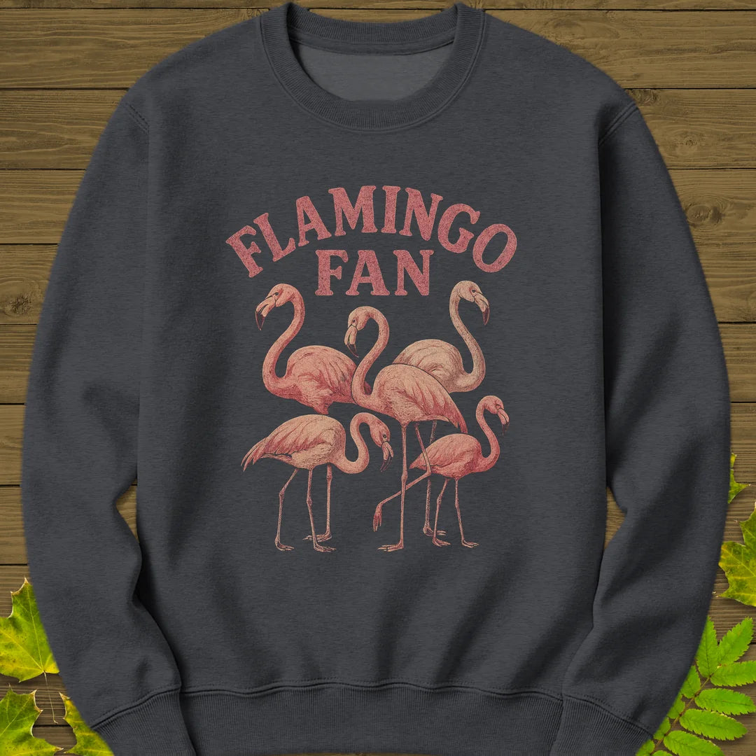 Flamingo Fan Sweatshirt in Dark Heather
