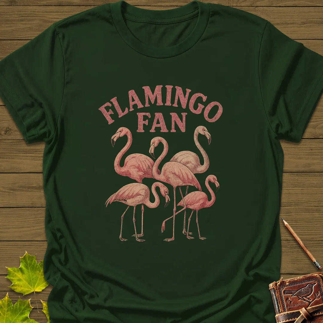 Flamingo Fan T-Shirt in Forest Green