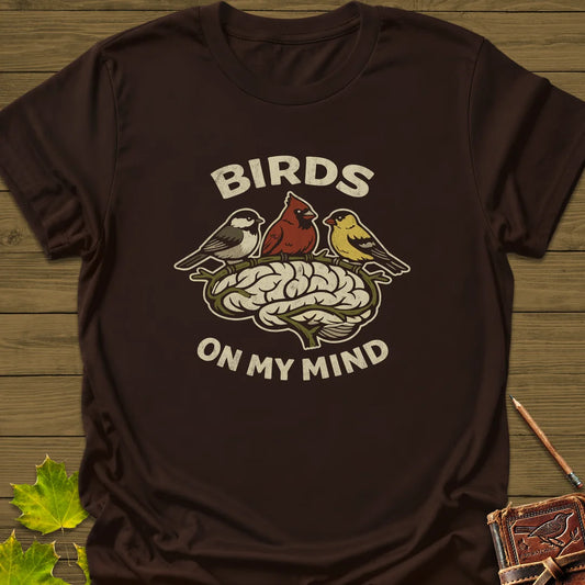 Birds On My Mind T-Shirt in Dark Chocolate