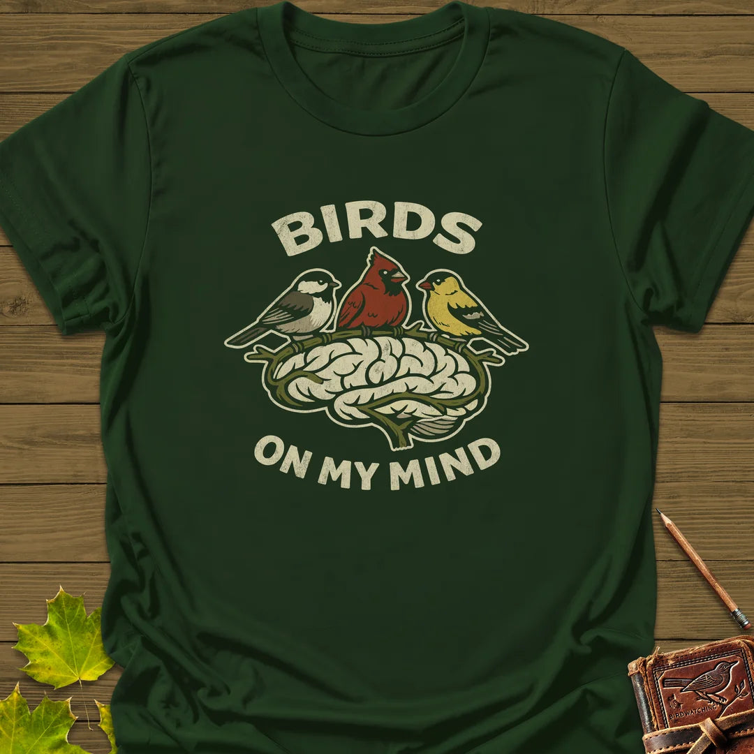 Birds On My Mind T-Shirt in Forest Green