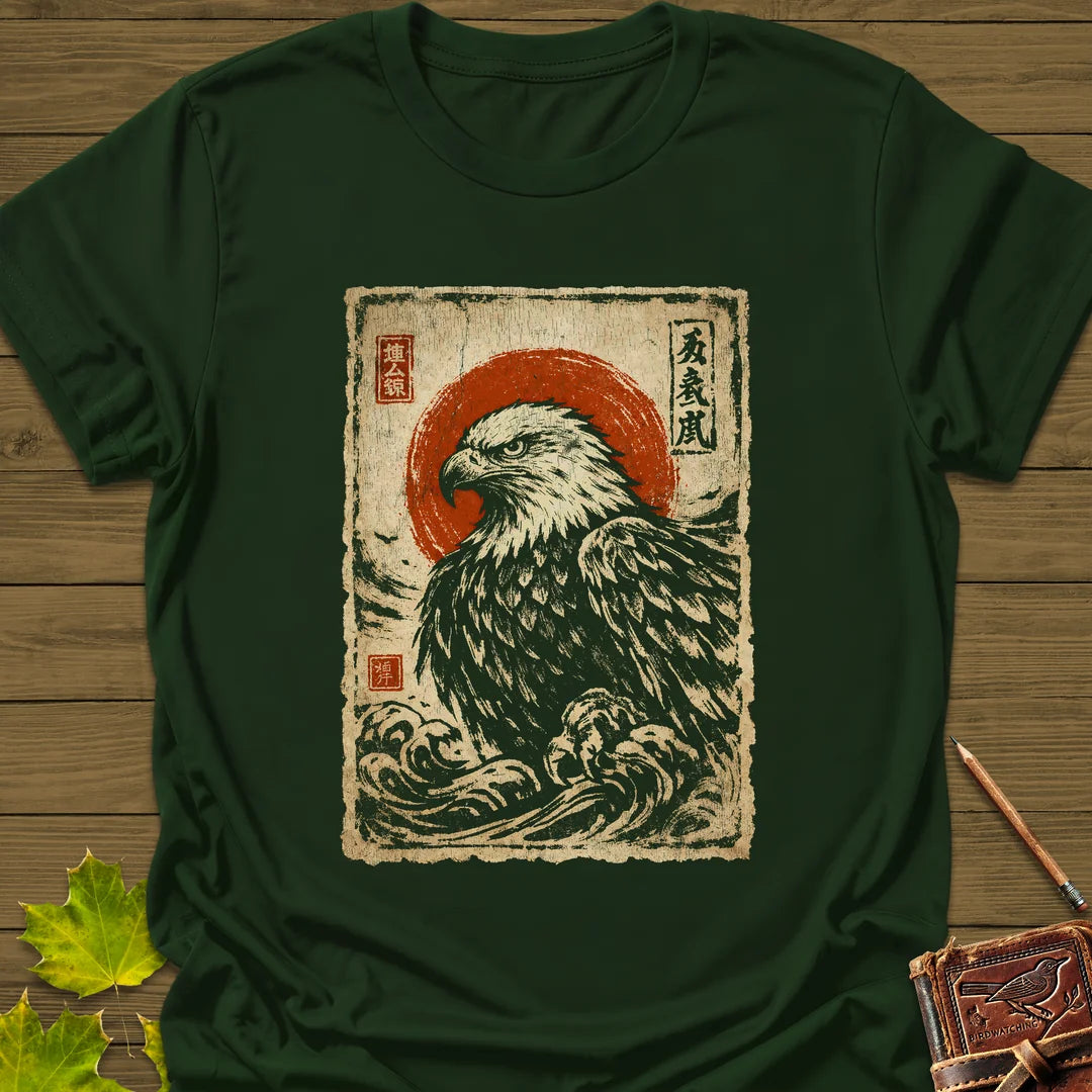 Eagle Japanese Art T-Shirt in Forest Green