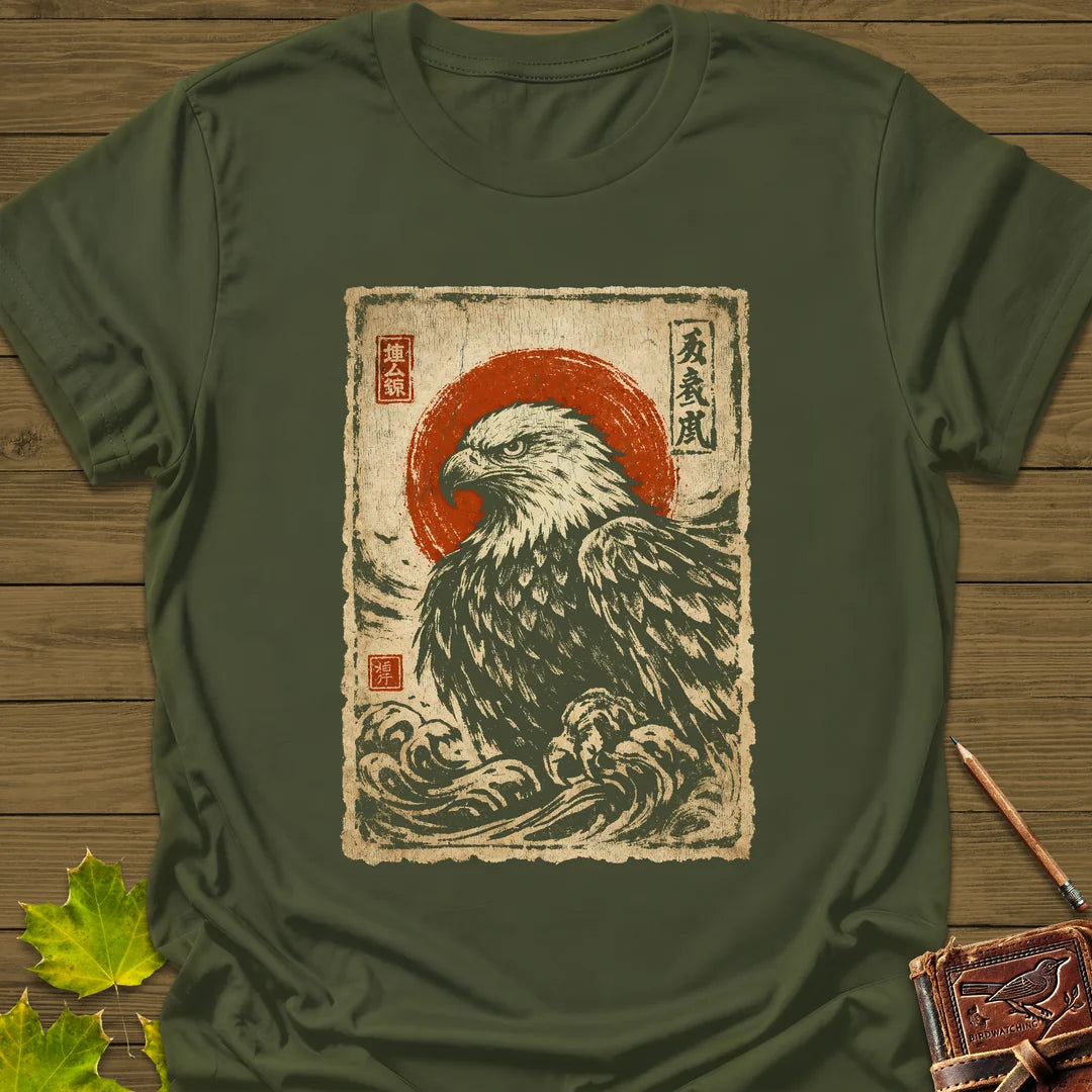 Eagle Japanese Art T-Shirt in Military Green