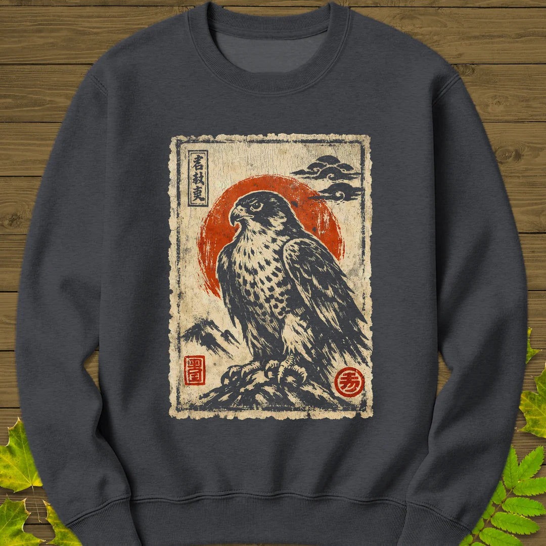 Falcon Japanese Art Sweatshirt in Dark Heather
