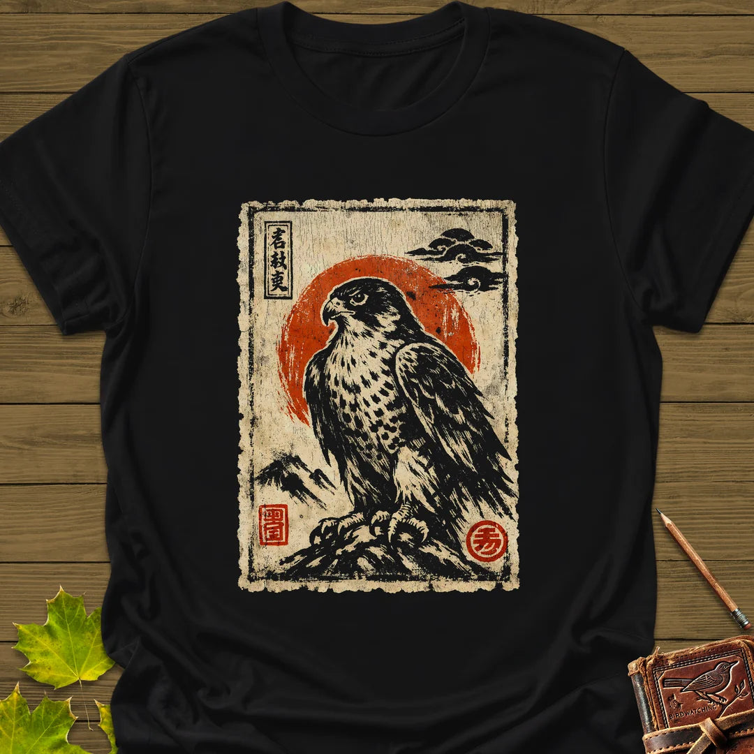 Falcon Japanese Art T-Shirt in Black