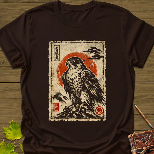 Falcon Japanese Art T-Shirt in Dark Chocolate
