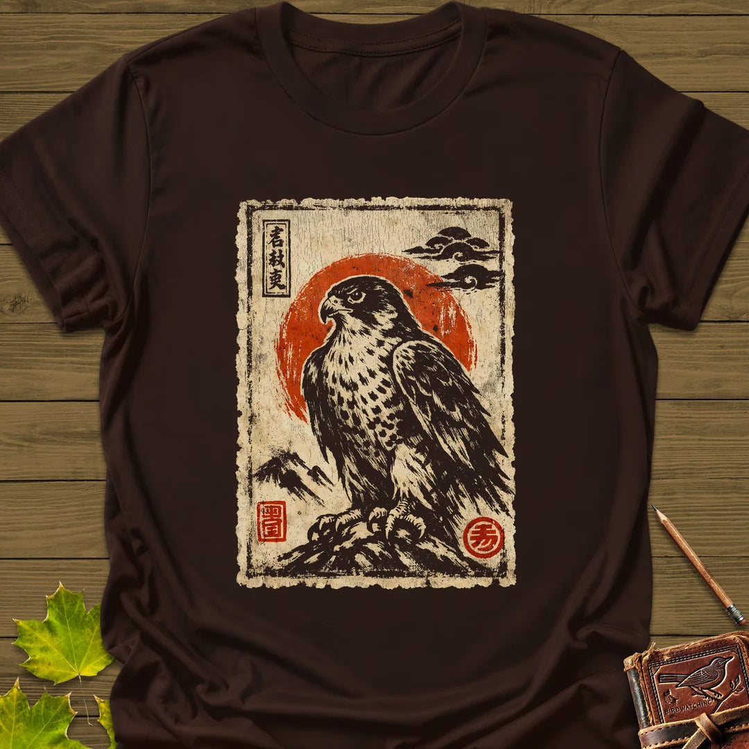 Falcon Japanese Art T-Shirt in Dark Chocolate