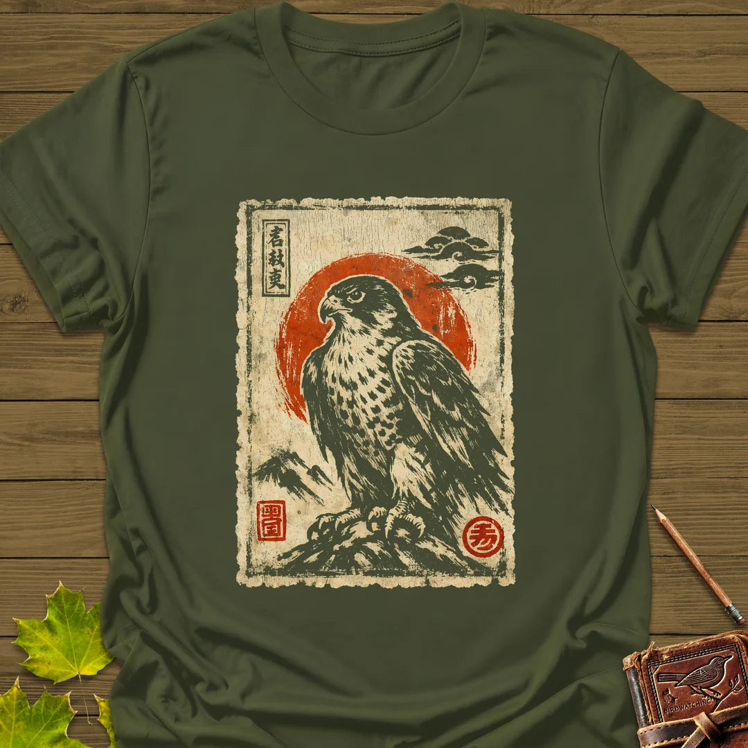 Falcon Japanese Art T-Shirt in Military Green