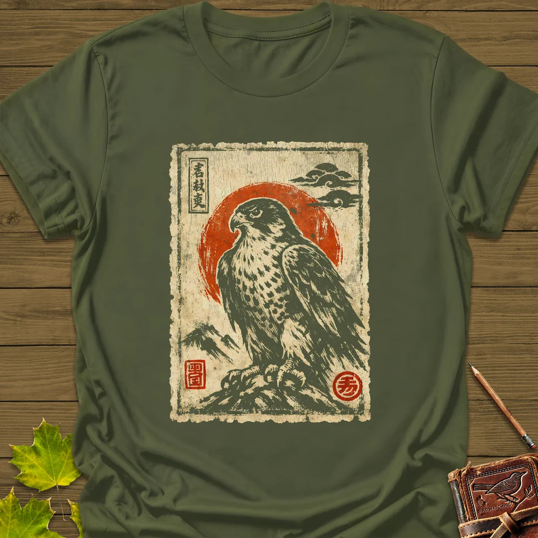 Falcon Japanese Art T-Shirt in Military Green