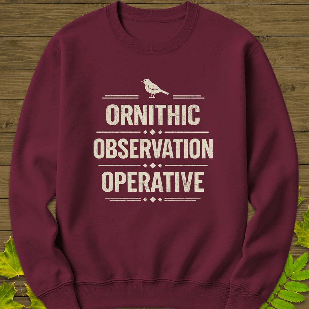 Ornithic Observation Sweatshirt in Maroon