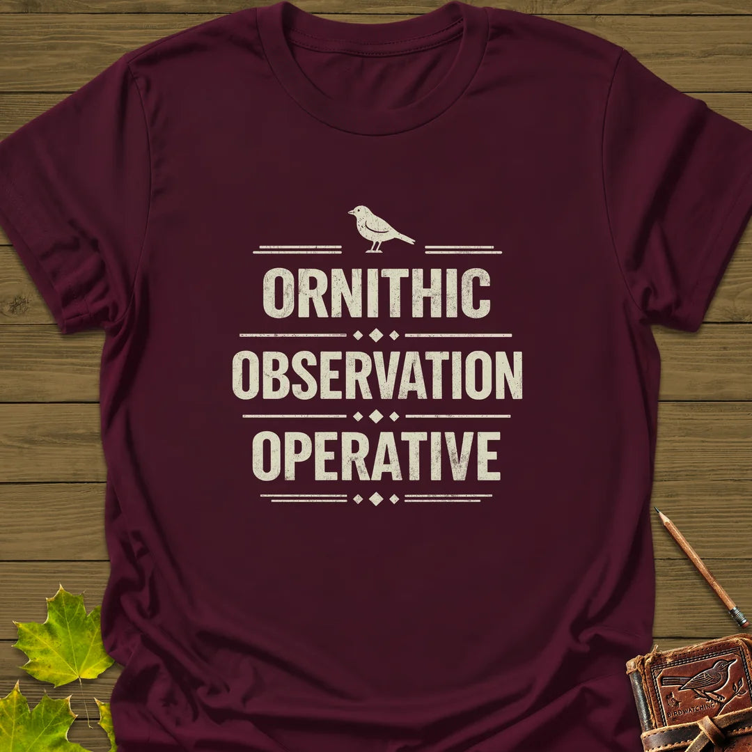 Ornithic Observation T-Shirt in Maroon
